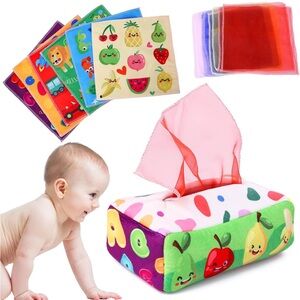 Montessori Baby Tissue Box Toy Unisex Old Soft Crinkle Sensory Toy